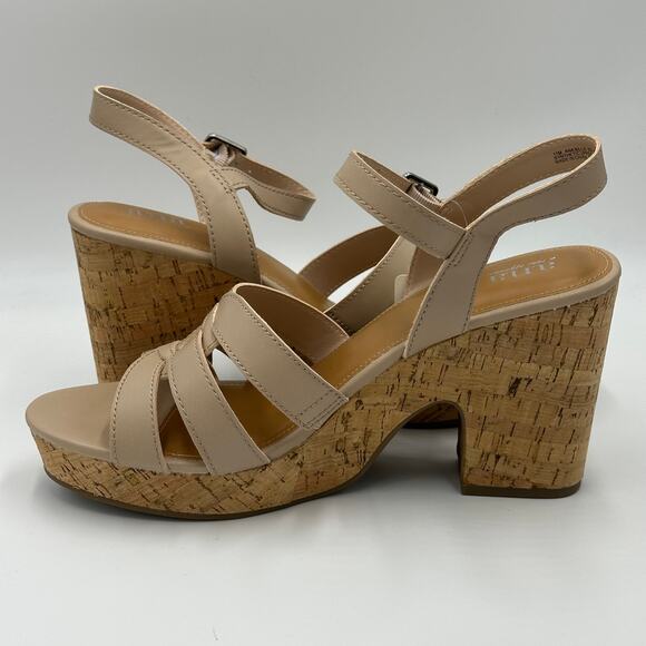 NWT A.N.A. Billie Nude Platform Block Heeled Sandals Buckle Strap Womens Size 11 - Picture 7 of 12